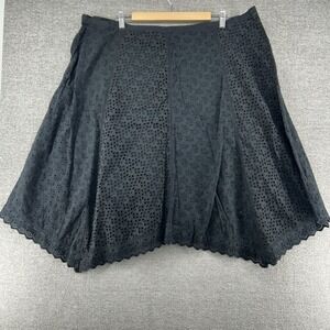 Lauren Ralph Lauren Skirt Women Size 18 W Black Lace Lined Casual 100% Cotton